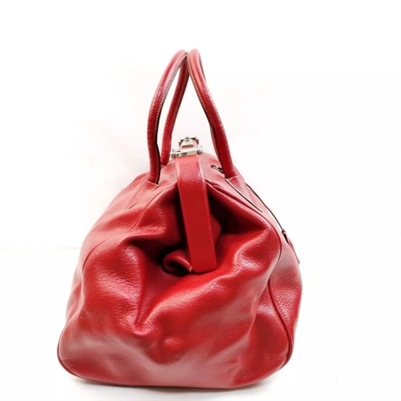 PRADA Red Satchel Bag Red Leather Purse Handbag with Lock and Key - Picture 3 of 9